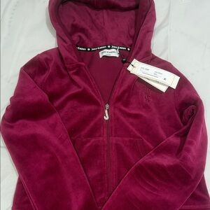 Juicy Couture Dark Crimson Heritage Cotton Velour Hoodie
